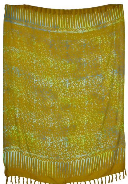 Olivfarbener Batik Sarong türkises Kreisemuster Lunghi Pareo