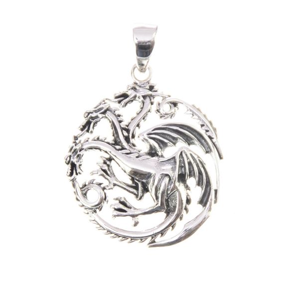 Three Headed Dragon Silver Pendant Dragon jewelry