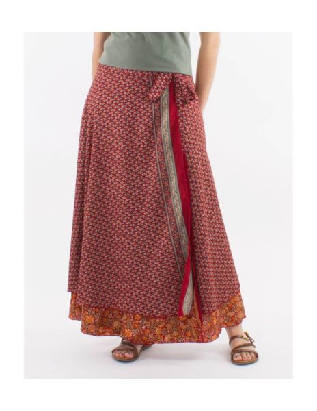 Coline long saree fabric wrap skirt