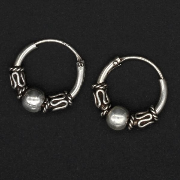 Jewellery 925 sterling silver Bali hoop earrings "Bamar"