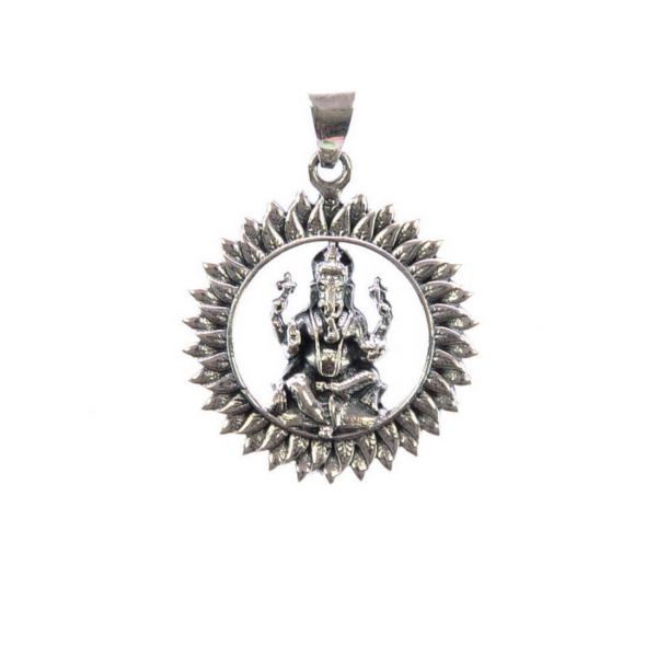 Ganesha im Lotus Silberanhänger 925-Silber Goa Schmuck