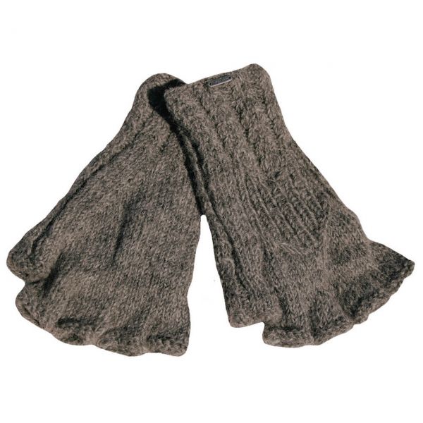 Halbfinger Wollhandschuhe Liz Strick Handschuhe fingerlos grau