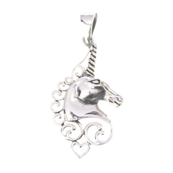 massive unicorn silver pendant