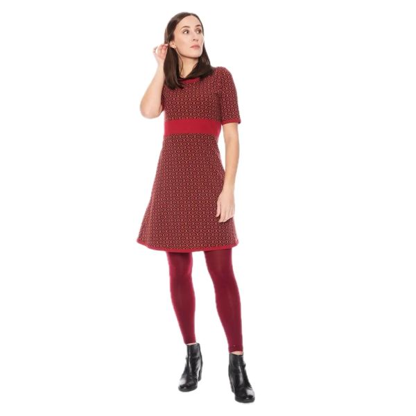 Moshiki halbärmliges A-Linien Kleid Tunica Bio-Baumwolle Dunkelrot