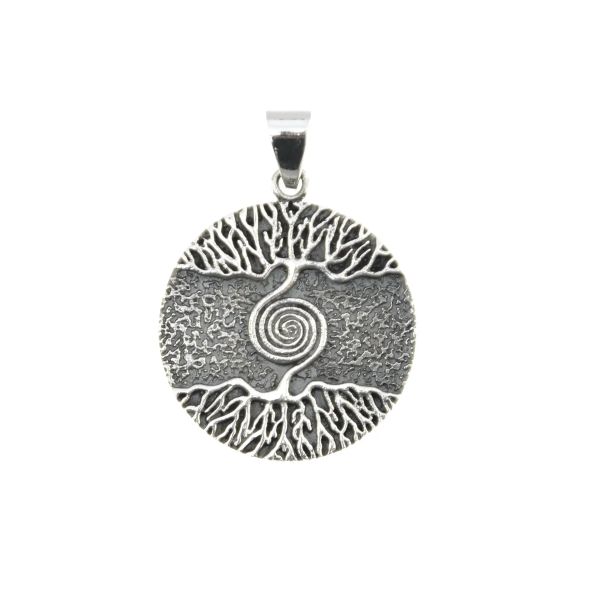 Massiver Lebensbaum Anhänger Spirale 925 Silber Symbolschmuck