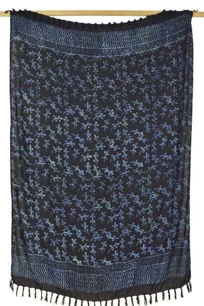 Sarong mit Geckos Schwarz Türkis