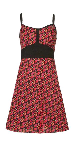 Coline Sommerkleid Retromuster Spaghettiträger Hippikleid