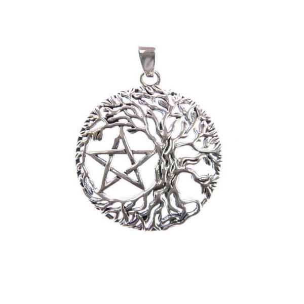 Lebensbaum mit Pentagramm Silber Anhänger