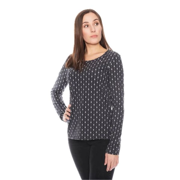 Moshiki Longsleeve Allover gemustert Schwarz