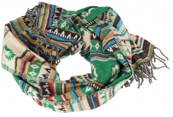 Dicker weicher Schal mit Maya Muster Grün