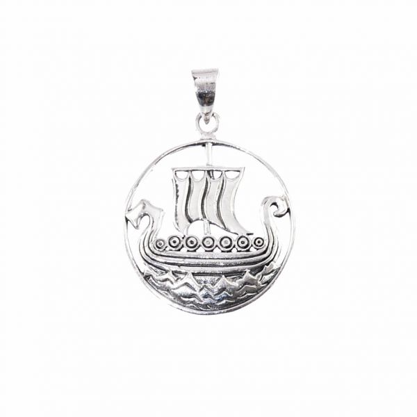 Viking ship dragon boat silver pendant jewelry