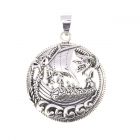 Viking dragon boat midgard snake silver pendant