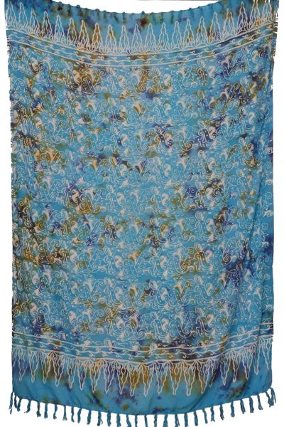 Batik Sarong Hellblau Weiss gemustert