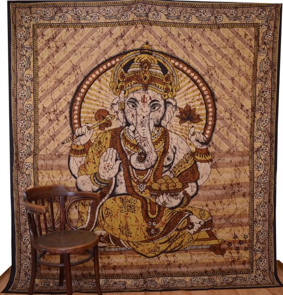 Large Ganesha Wax Batik Bedspread