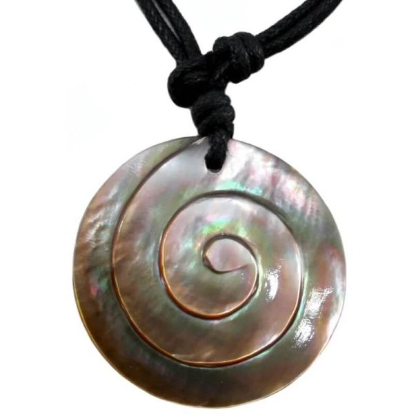 Halskette Spirale Perlmutt Rund Naturschmuck Baumwollkordel