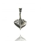 Viking dragon boat front stem dragon head silver chain pendant 