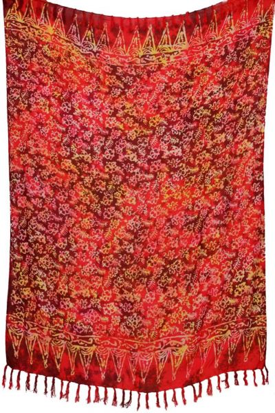 Sarong Pareo Lunghi Rot Weiss Blumenmuster