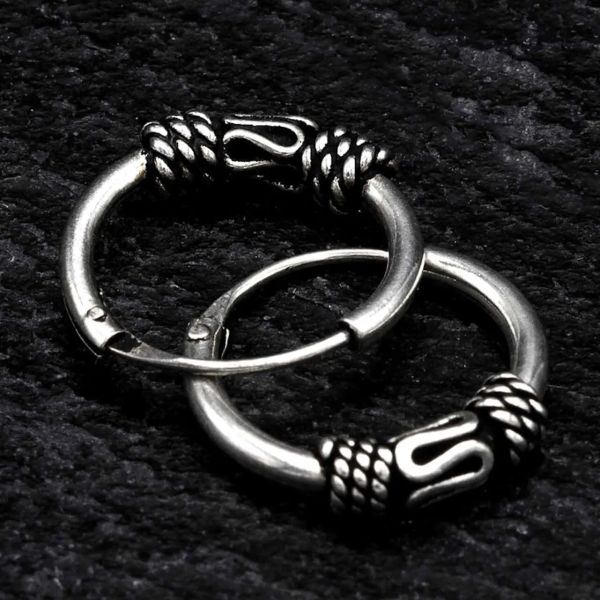 Small Bali Hoop Earrings Silver "Bomer"