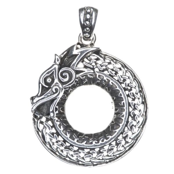 Ouroboros Silberanhänger Drache Futhark 925 Silber