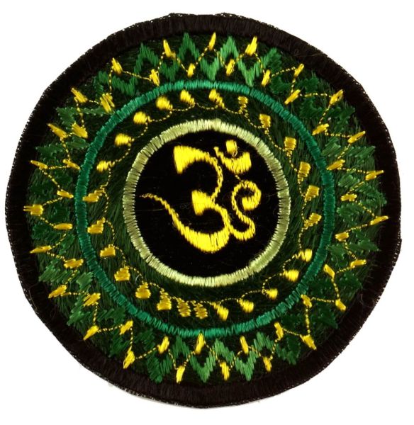 Om Aufnäher sternförmiges Mandala Grün Gelb