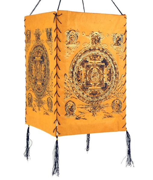 Viereckige Papierlampe buddhistische Motive