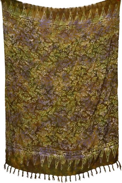 Olivfarbener Batik Sarong Blumenmuster