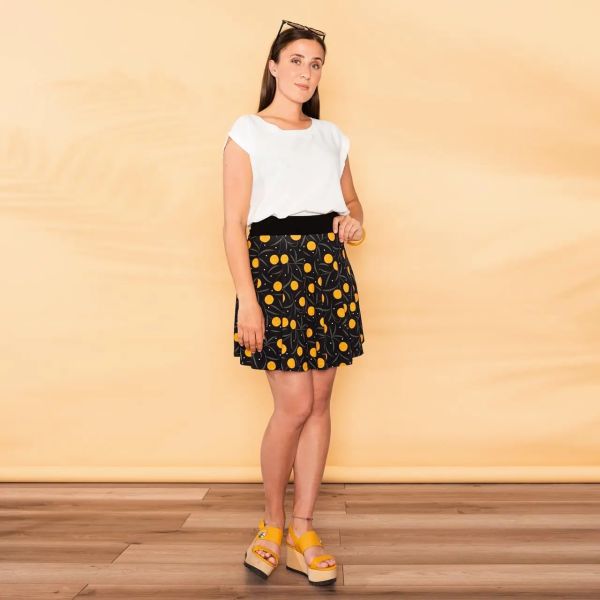 Moshiki leichter Jersey-Rock All-Over Muster Bio-Baumwolle Schwarz