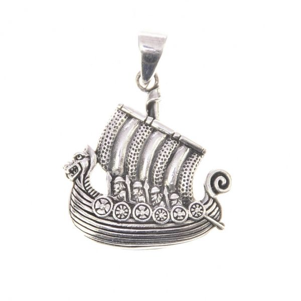 Dragon boat silver pendant