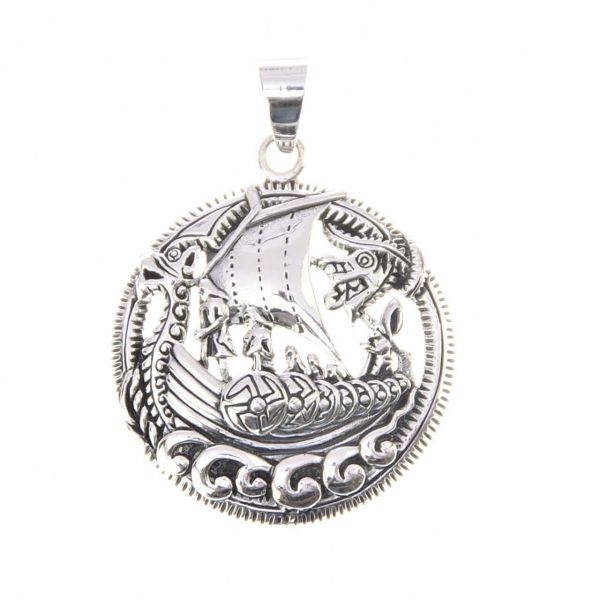 Dragon boat silver pendant