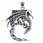 Dragon silver pendant Fantasy real silver jewelry