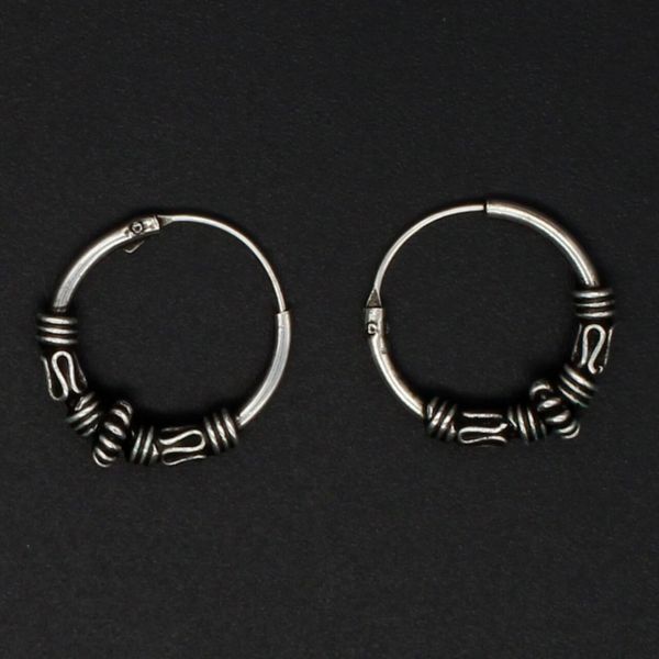Pair classic balicreoles ornamental 925 sterling silver