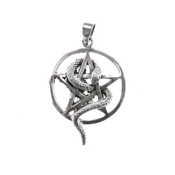 Schlange Pentagram Anhänger 925er Silber Talisman Schutzsymbol