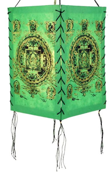 Viereckige Papierlampe buddhistische Motive