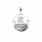 round dragon boat Viking chain pendant silver