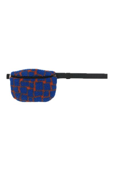 Tranquillo Gürteltasche aus kariertem Plüsch-Fleece Blau