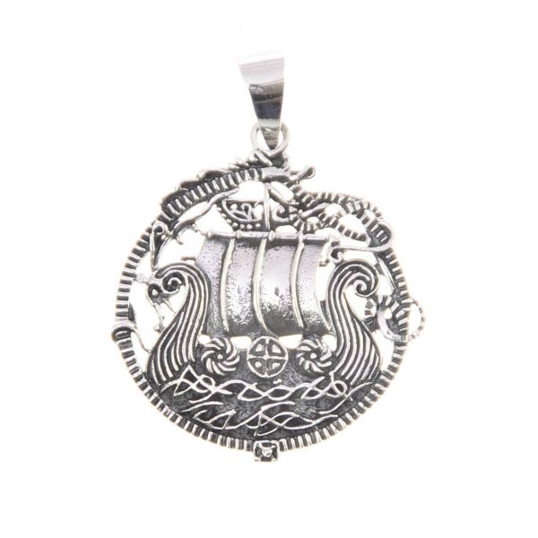 Dragon boat silver pendant