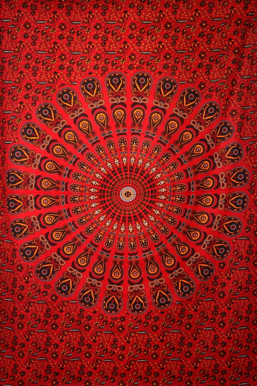  230x 205 cm  Orange Batik Chakra Meditation Wandtuch 100% Baumwolle 
