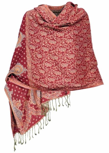 Dünner Akashi Schal mit Paisley Muster Rotbraun