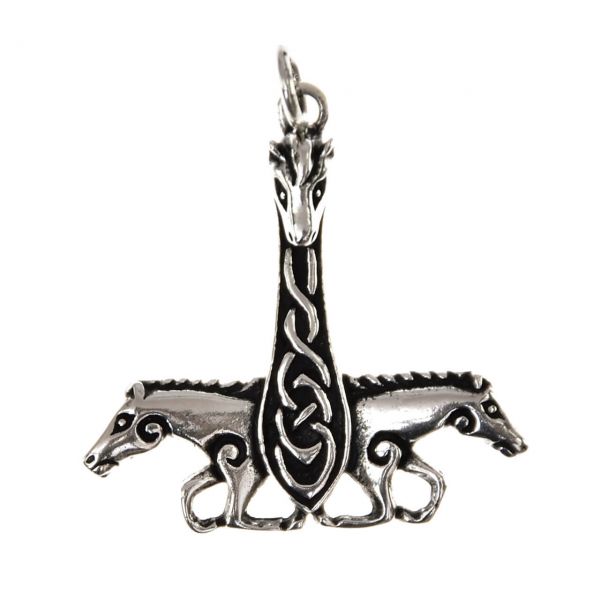Celtic horse silver pendant