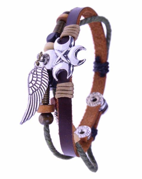 Großer Flügelanhänger,Hippie Lederarmband