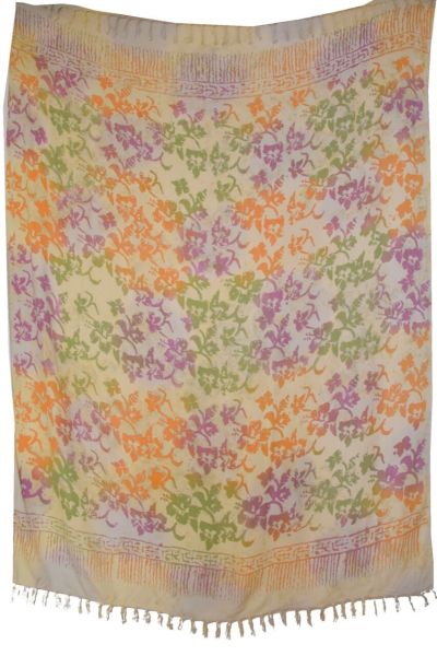 Sarong Towel Beige Floral Pattern