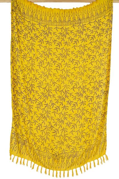 Sarong Lunghi Gelb Blätter-Motiv