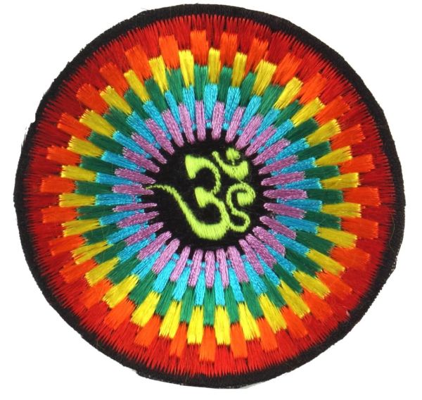 Om Aufnäher im Regenbogen Mandala