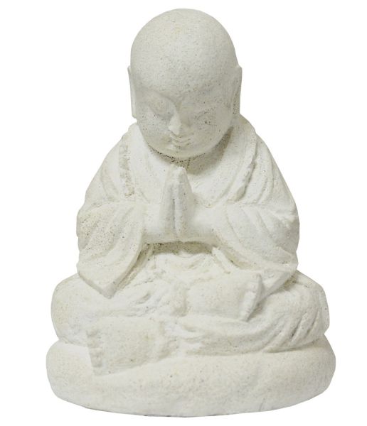 kleiner buddha mönch statue gips weiss